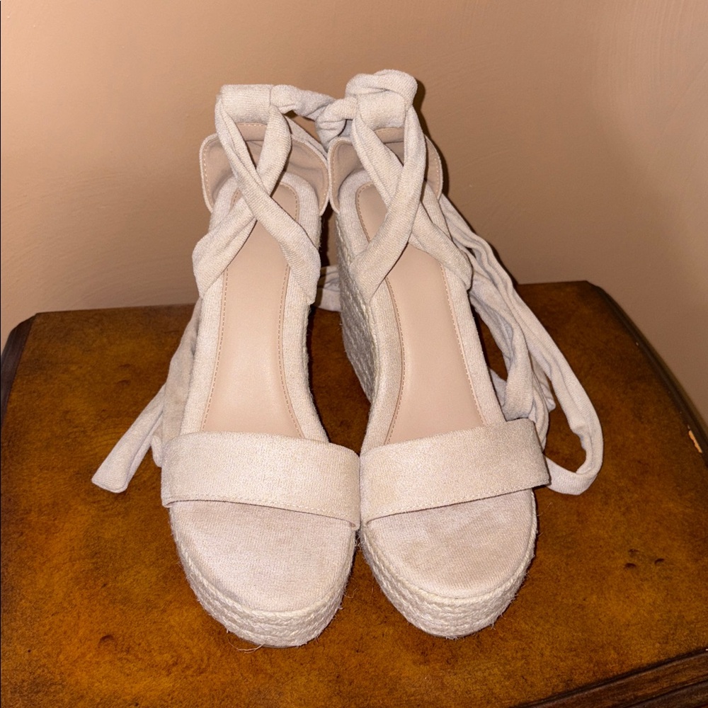 SHEIN Cream Wedge Sandals